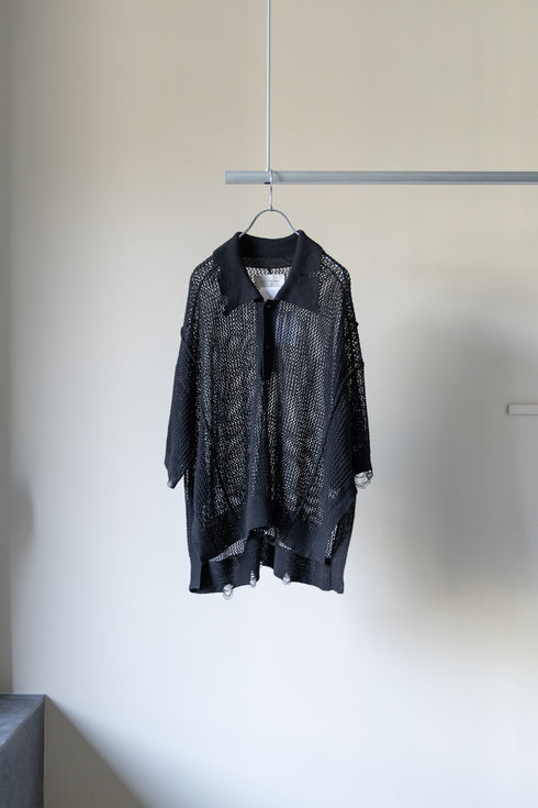 【Licht Bestreben】"クラッシュドメッシュニットポロショートスリーブ"